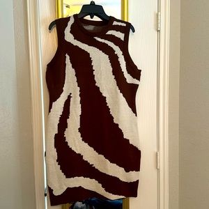 Brown and white striped knitted dress